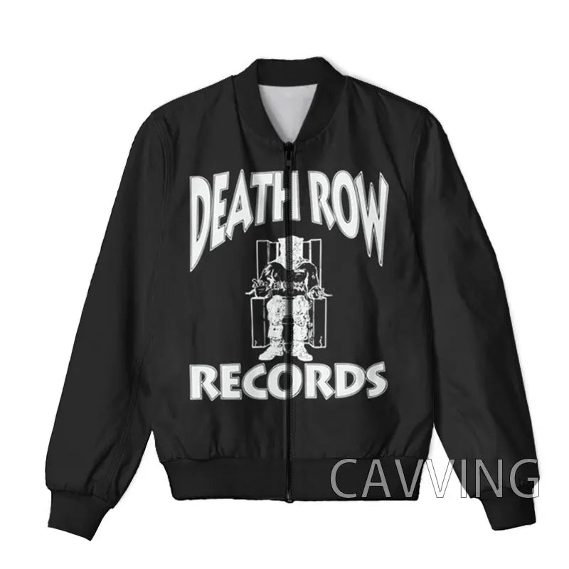 Unisex 3D Print  DEATH ROW  Zipper Bomber Overcoat  Zip Up Jackets