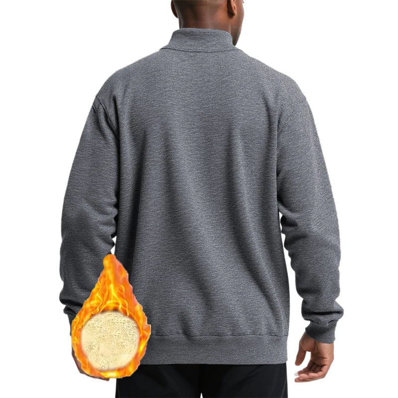 Men's Quarter Zip Sweatshirt Sherpa Fleece Pullover Heavyweight Winter Outerwear