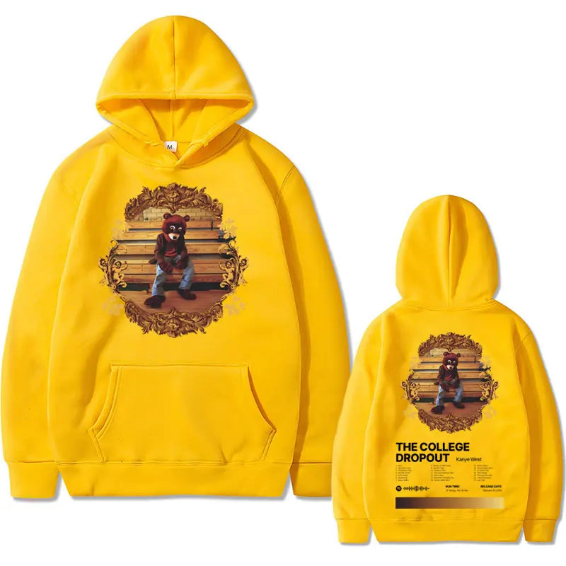 Kanye West The College Dropout Hip Hop Album Graphics Hoodie Oversized Sweatshirt Men's Streetwear