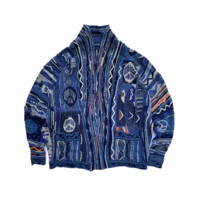 Man Tide Punk Japanese Retro Heavy Loose Sweater Knitted Cardigan Robe