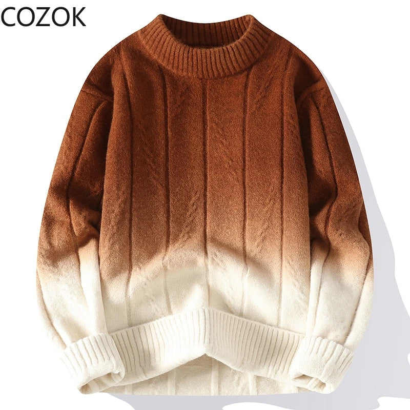 Men's Knitted Classic Round Neck Loose Sweater Harajuku Casual Streetwear