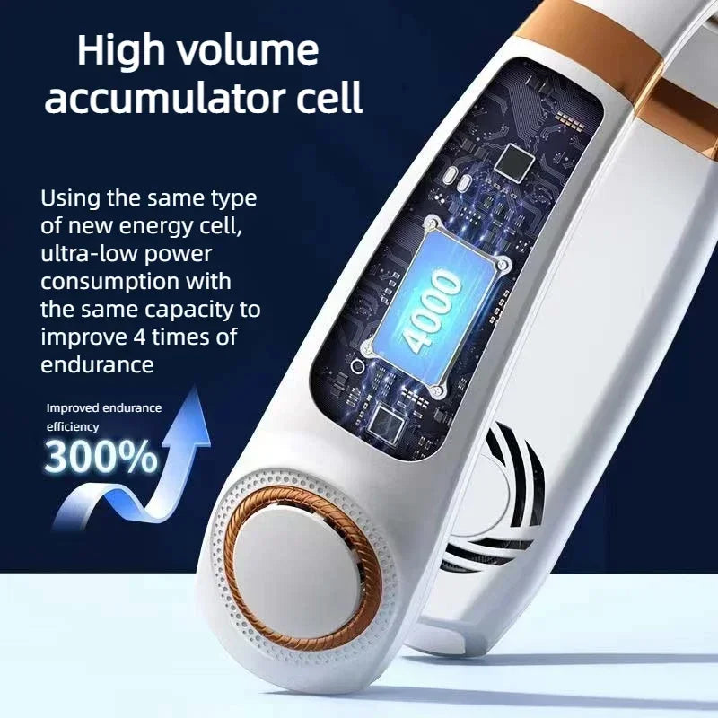 Portable Hands Free Bladeless with LED 4 Cooling Personal Rechargeable Fan