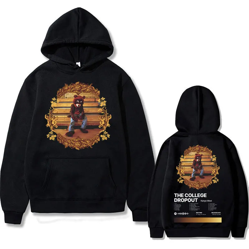 Kanye West The College Dropout Hip Hop Album Graphics Hoodie Oversized Sweatshirt Men's Streetwear