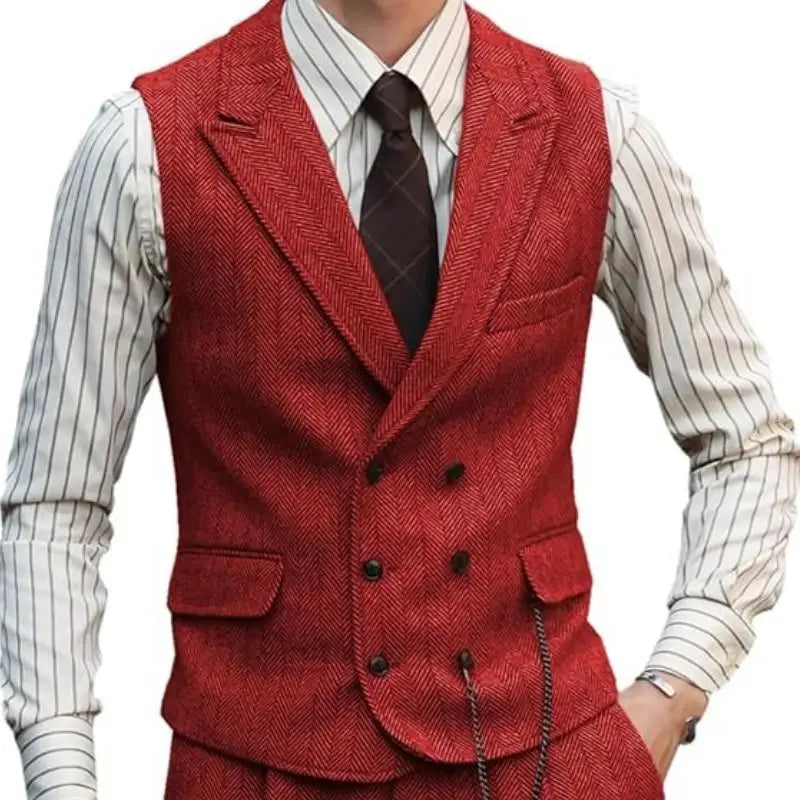 Men Suede Leather Gentleman Waistcoat Vintage Regular Slim Suit Vest