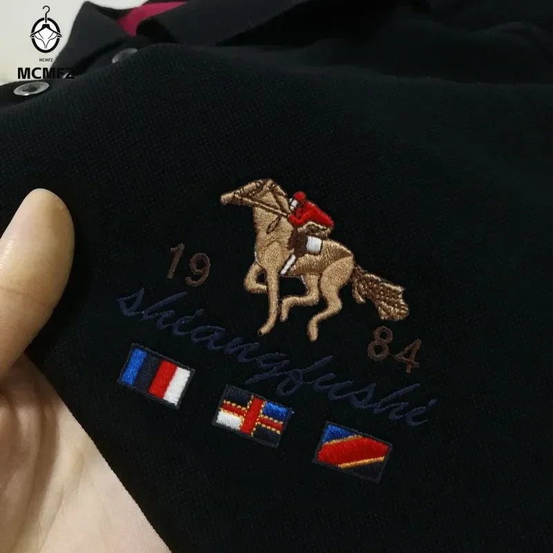 Men's Casual Fashion Polo Shirt Breathable and Comfortable Embroidered Top