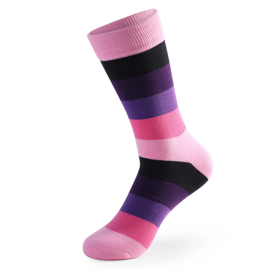 5Pairs Men's Dress Colorful Striped Combed Cotton Novelty Breathable Casual Socks