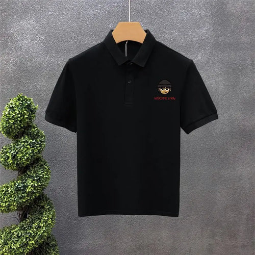 Men Short Sleeve Print Polo Shirts Luxury Elegant Smooth Chic Top