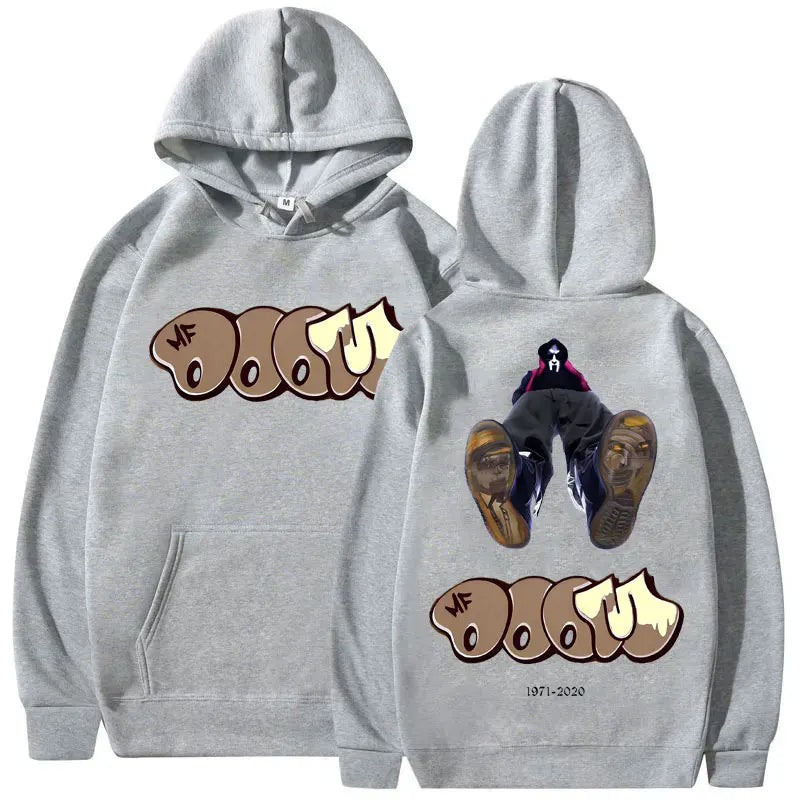 MF Doom Double Sided Print Hoodie Men Hip Hop Vintage Streetwear Sweatshirt
