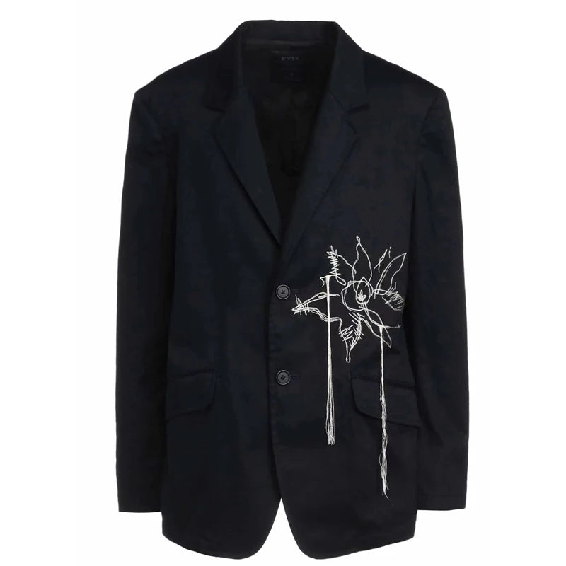 Peony tassel embroidery Blazer jacket Normcore minimalist style Loose and oversized suit jackets