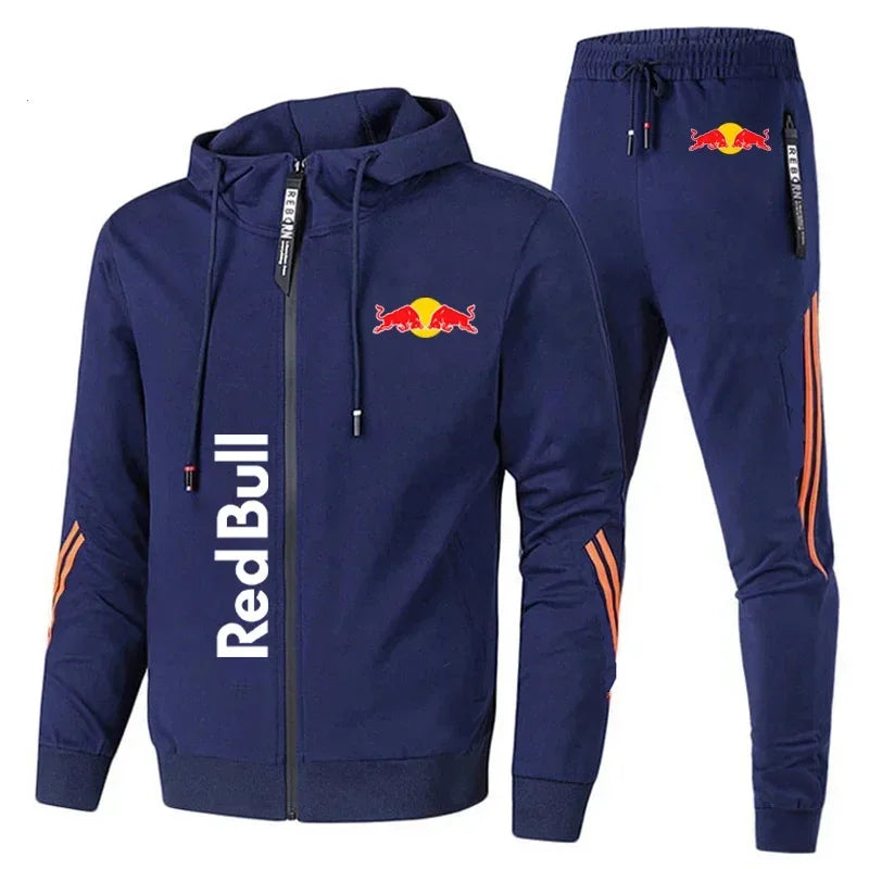 Red Bull Sportswear Jacket Men's Hooded Suit Leisure Outdoor Fitness Sets