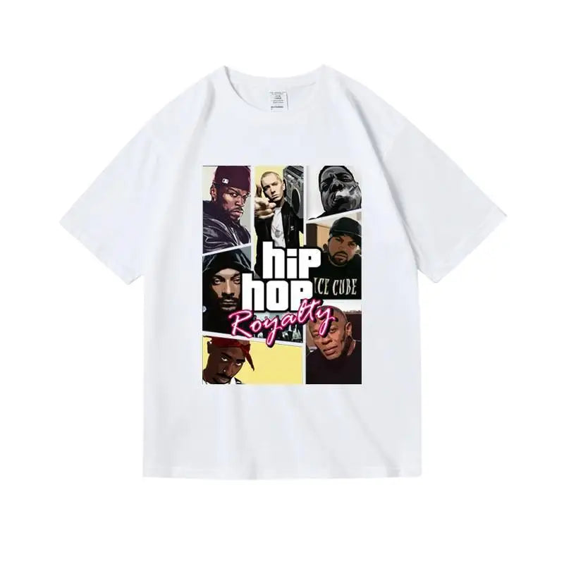 West Coast Hip Hop Loose Cotton Short Half Sleeve T-Shirt Men's Street Casual Top