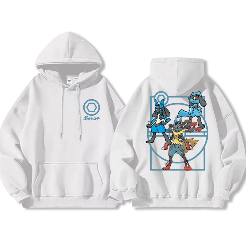 Pokémon Front and Rear Printed Hoodie Men Harajuku Large Size Casual Sweater