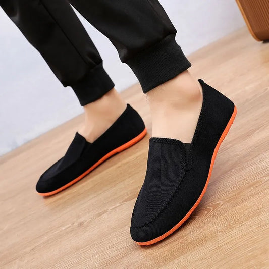 Men Breathable Canvas Loafer Sneakers Plus Size Vintage Casual Shoes