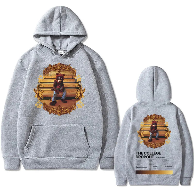 Kanye West The College Dropout Hip Hop Album Graphics Hoodie Oversized Sweatshirt Men's Streetwear