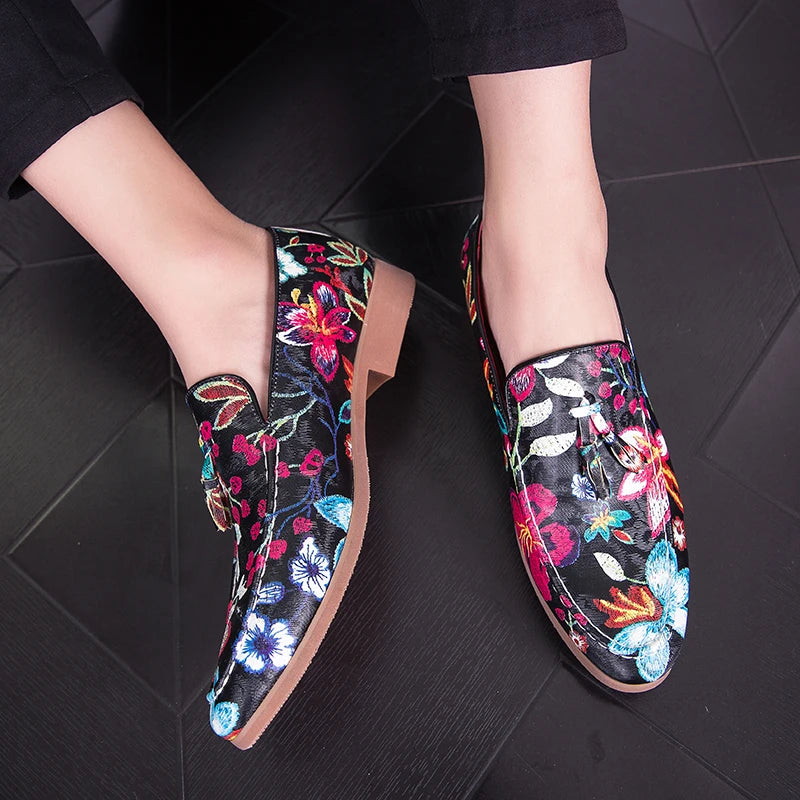 Men Luxury Designer Velvet Embroidery Snake Gentleman Oxfords Dress shoes