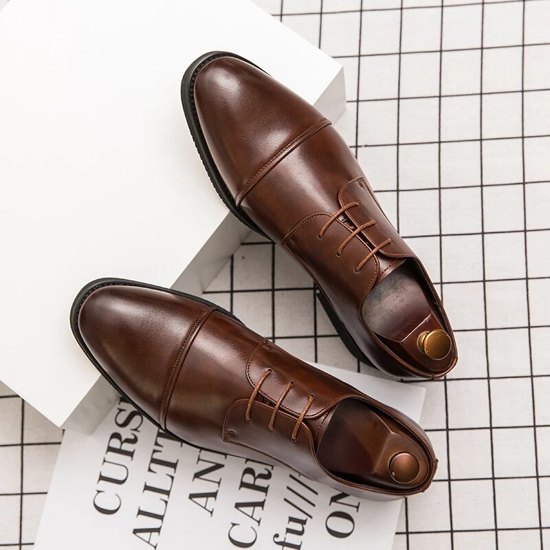 Classic Italian Style Mens Derby Formal Leather Shoes