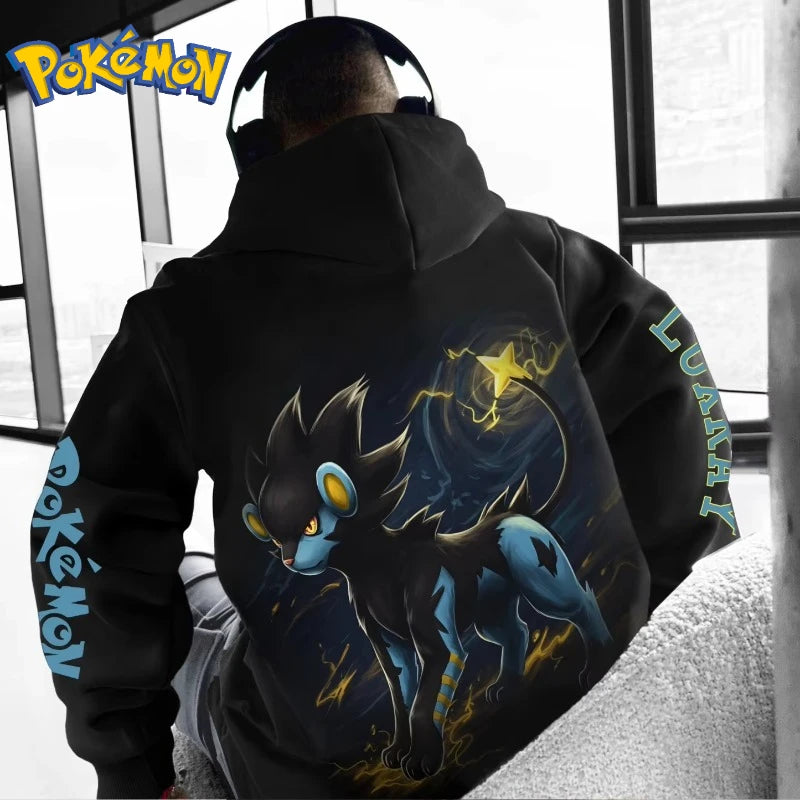 Pokémon Men's Loose Street Animation Printing Casual Cool Hooded Sweater
