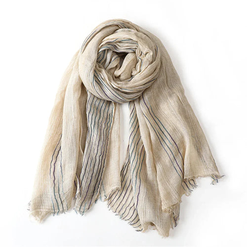 Cotton Linen Striped Men Warm Neckerchief Pashmina Accessories Short Tassel Shawl
