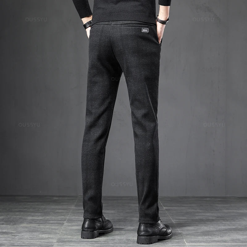England Plaid Work Stretch Pants Men Slim Casual Pant Brand Trousers