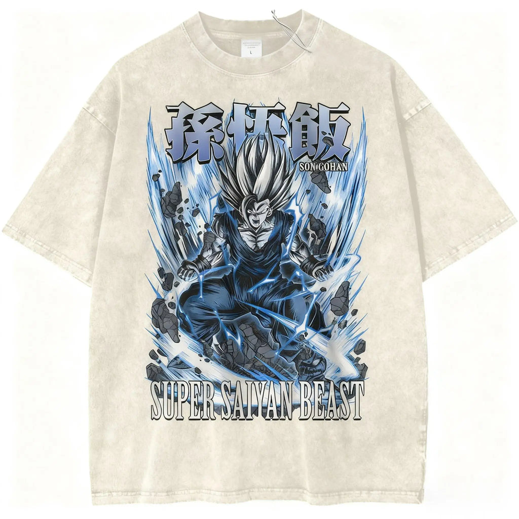 Dragon Ball Vintage Wash T Shirt Unisex Cotton Graphic Print  Short Sleeve Casual Top Streetwear