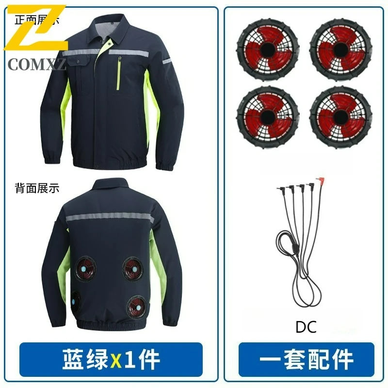 Cooling Jacket Men's Heat Resistant Air Conditioner Breathable Outdoor Fan Workwear