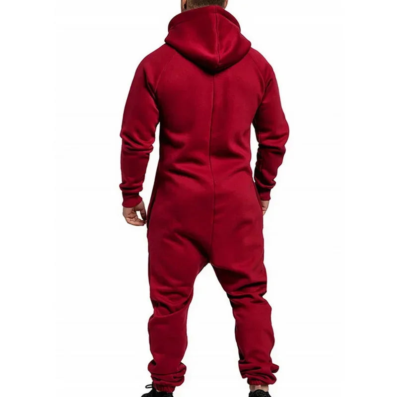 Custom Jumpsuit Pajamas Long-sleeved pants solid color splicing men's zipper hoodie