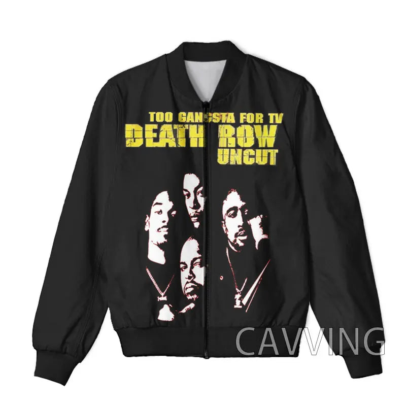 Unisex 3D Print  DEATH ROW  Zipper Bomber Overcoat  Zip Up Jackets