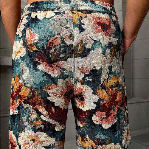 Men's Floral - Print Casual Shorts High - Quality Fabric