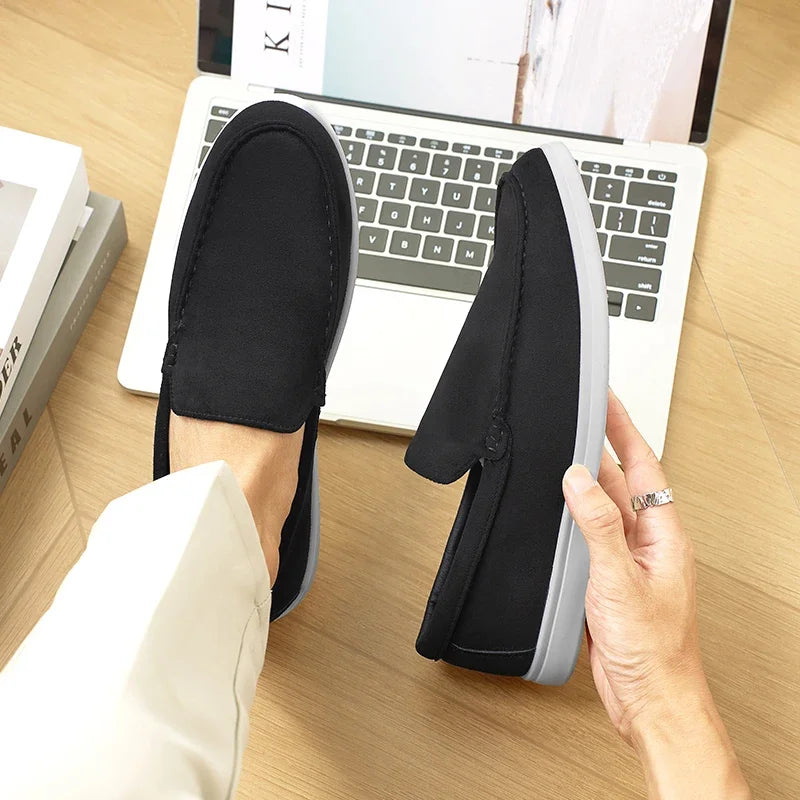 Men's Slip-On Loafers Lightweight Leisure Shoes Round Toe Rubber Outsole