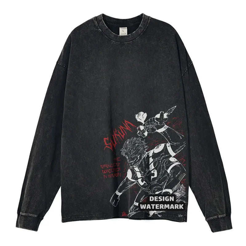 J-Jujutsu K-Kaisen Sweater Long Sleeve T Shirts  Sweatshirts Pullover 100% Cotton