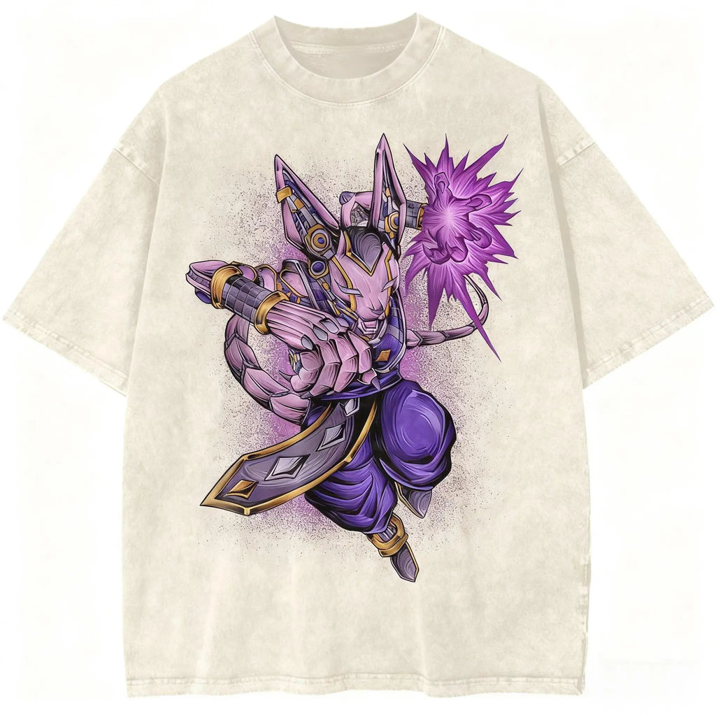 Harajuku Dragon Ball Unisex Vintage Wash Cotton Graphic Print  Short Sleeve Tee  Casual Streetwear