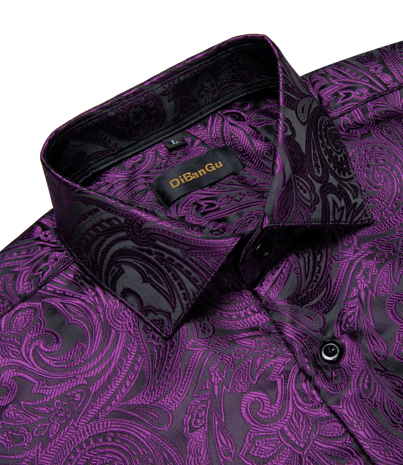 Luxury Silk Polyester Shirts for Men Long Sleeve Formal Paisley