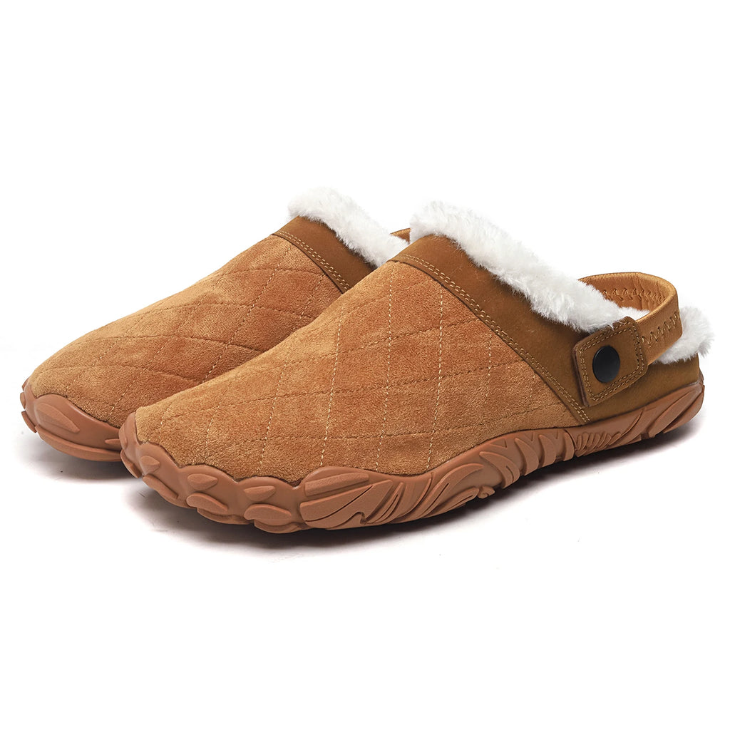 Chamois Leather Unisex Indoor Men's Warm Wide toe Shoes Cotton Barefoot Slipper