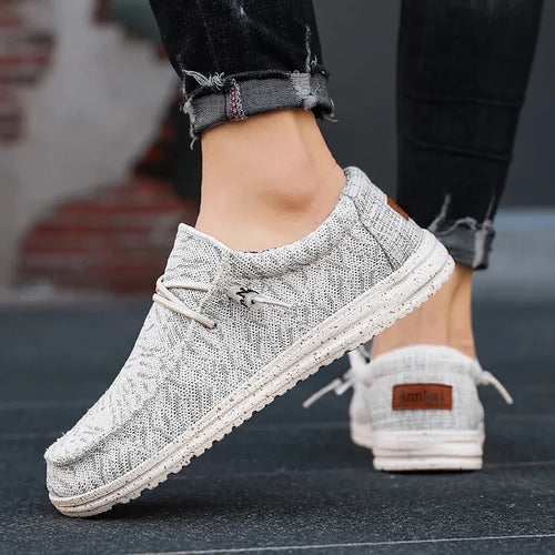 Men Breathable Lightweight Canvas Large Size Men's Shoes Walking Loafers