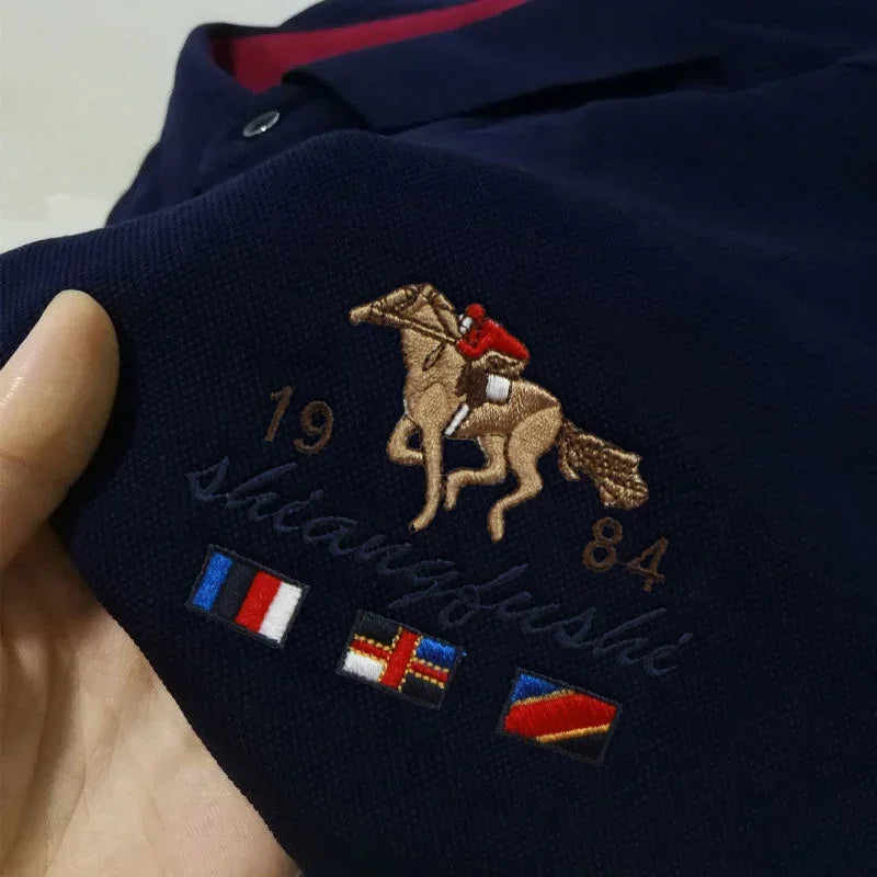 Men's Casual Fashion Polo Shirt Breathable and Comfortable Embroidered Top