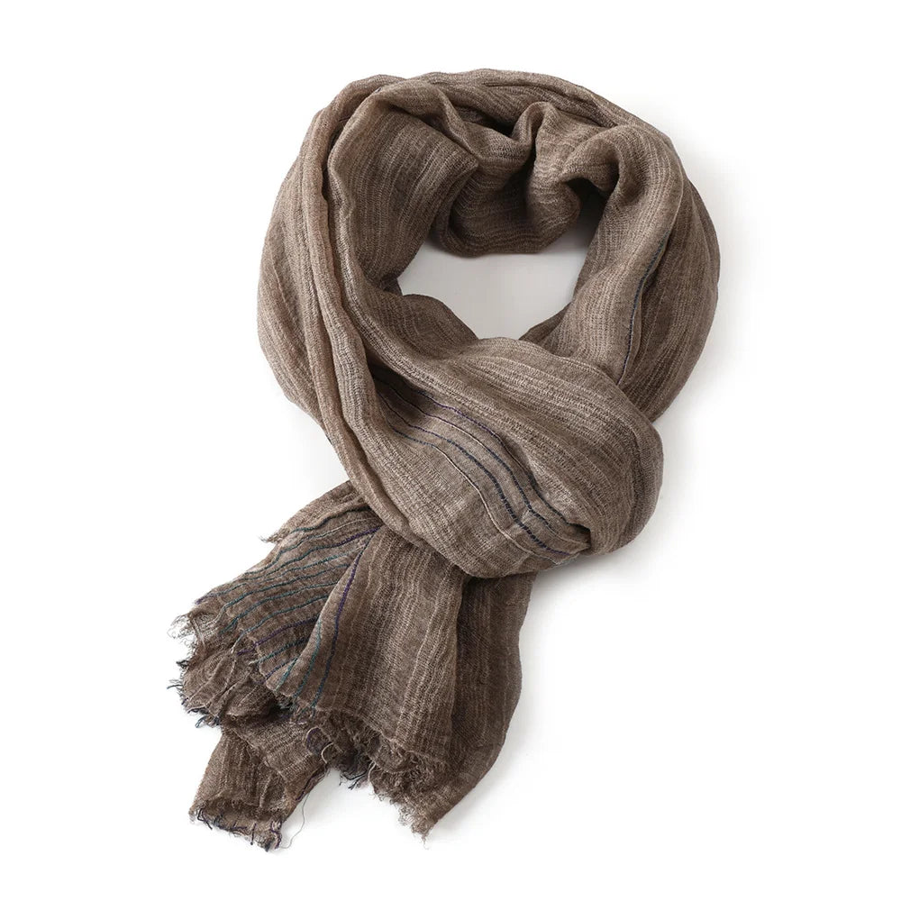 Cotton Linen Striped Men Warm Neckerchief Pashmina Accessories Short Tassel Shawl