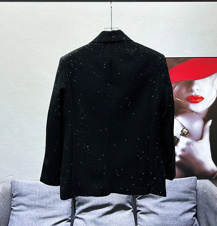 Sparkling Rivet Sequined Chic Tailored Coats Men's Loose Comfort Blazers Jackets