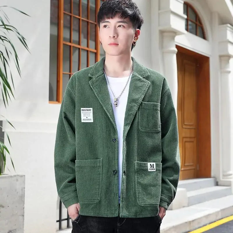 Oversize Coat Men's Single Breasted Striped Blazer Plus Big Size Premium Quality