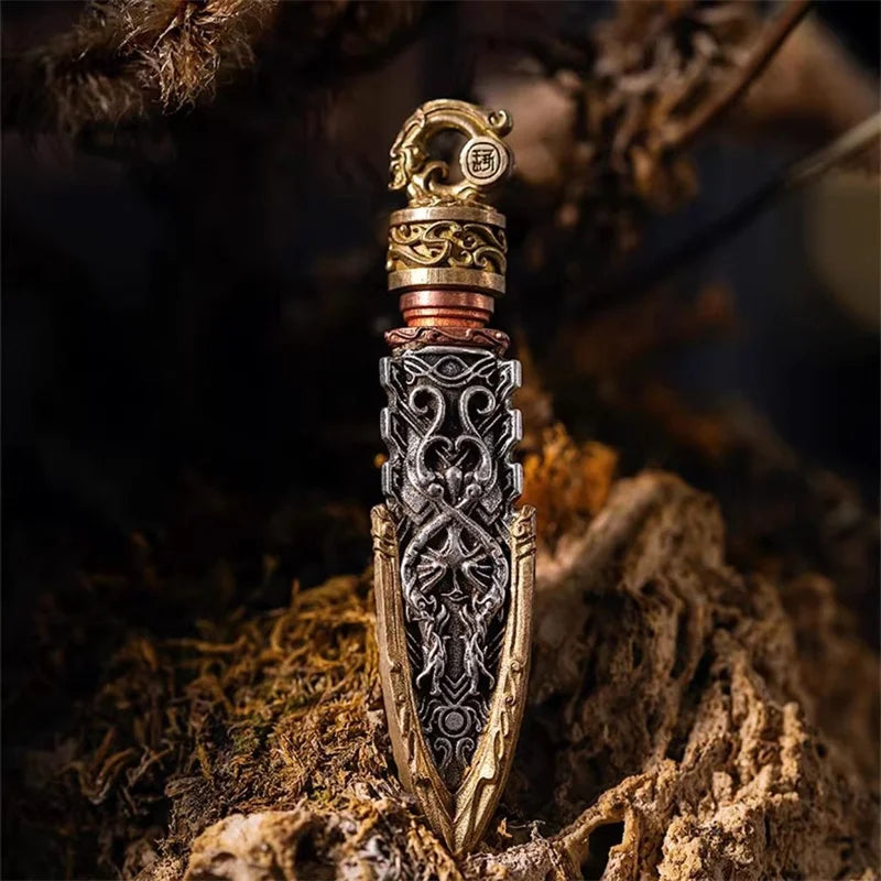 Vintage Relief Dragon Tiger phoenix Crane Pendant Gold Silver Collision Necklace For Men