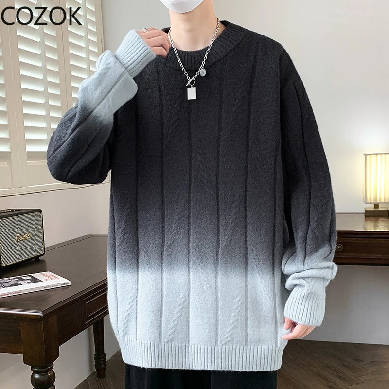Men's Knitted Classic Round Neck Loose Sweater Harajuku Casual Streetwear