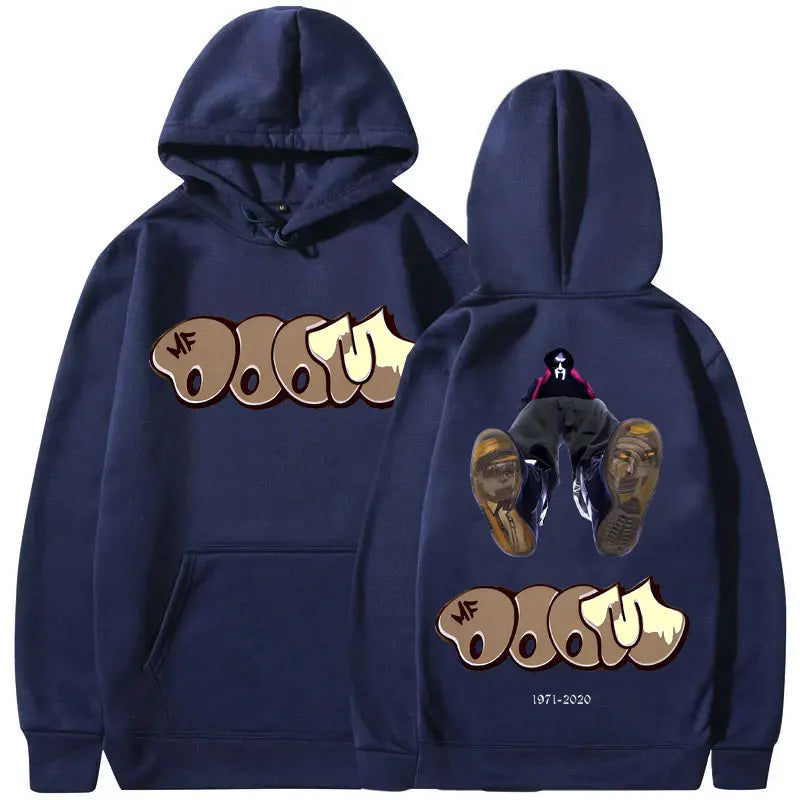 MF Doom Double Sided Print Hoodie Men Hip Hop Vintage Streetwear Sweatshirt