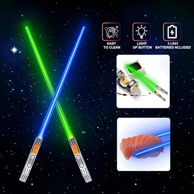 1 Pair LED Lightsaber Mini Chopsticks Reusable Luminous Chinese Chopsticks