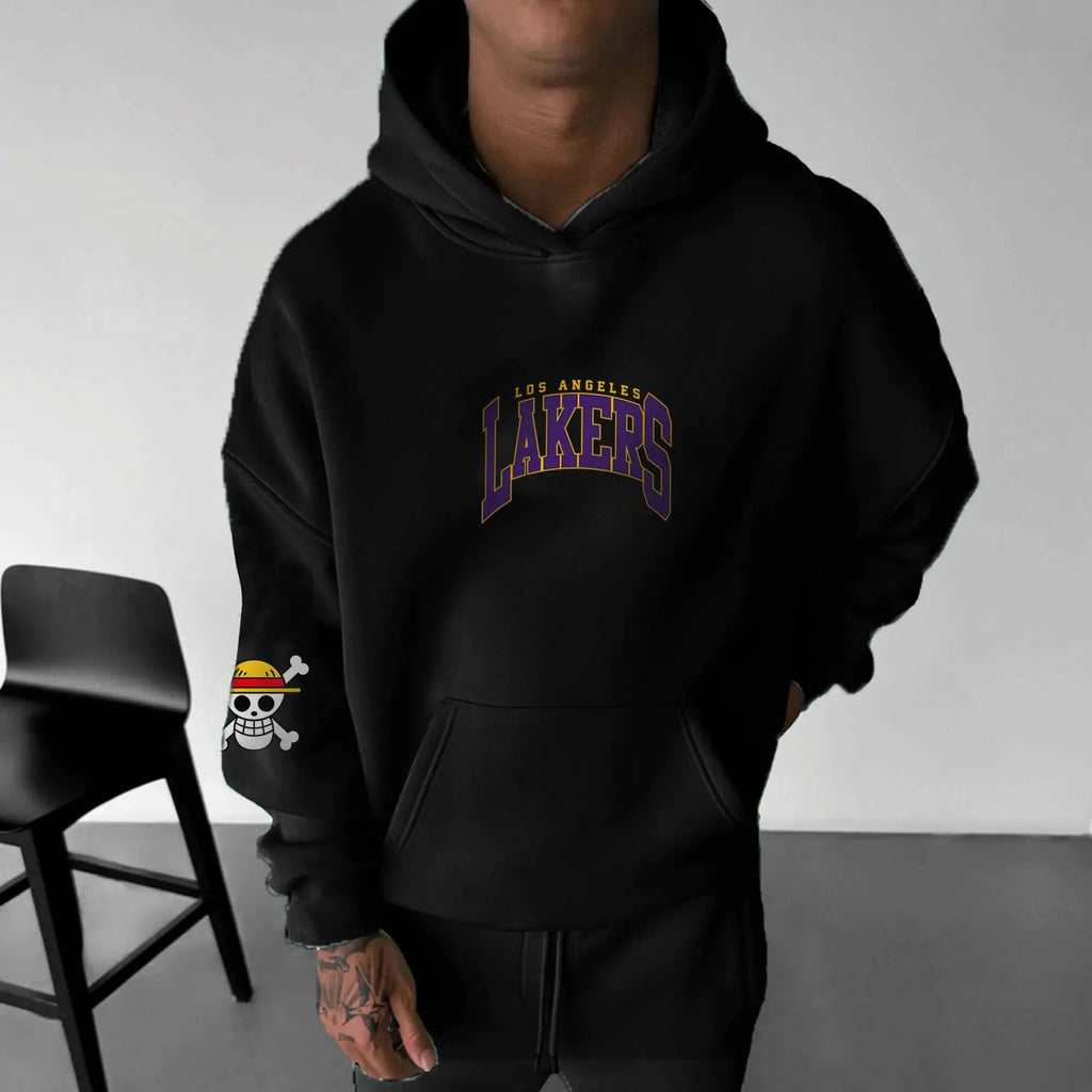 ONE PIECE Luffy Basketball Print Unisex Thermal Sweater Solid Color Hoodie