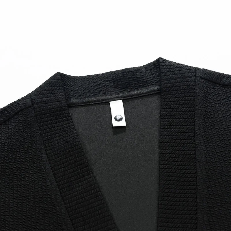 Men Cardigan Pockets Coat Oversize Simple Thin Zipper Loose Sweater