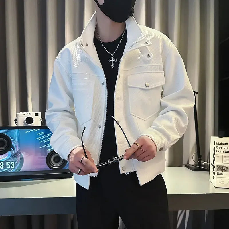 Jacket for Men Short Cargo High Quality Vintage Joker Luxury Designer Coat