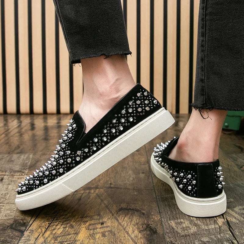 Men Rivet Luxury Round Toe Spikes Loafer Casual Comfortable Sneakers