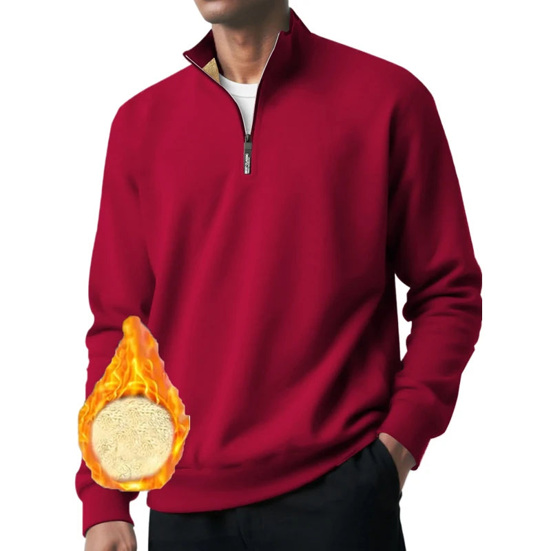 Men's Quarter Zip Sweatshirt Sherpa Fleece Pullover Heavyweight Winter Outerwear