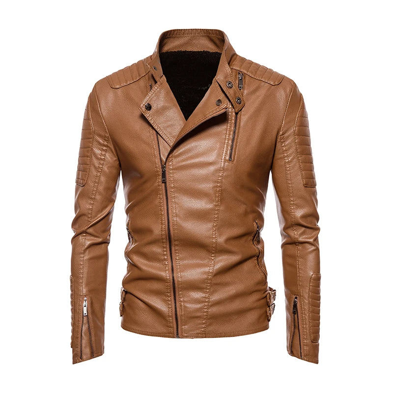 Leather jacket men's vintage motorcycle lapel waterproof jacket