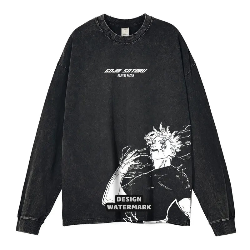 J-Jujutsu K-Kaisen Sweater Long Sleeve T Shirts  Sweatshirts Pullover 100% Cotton