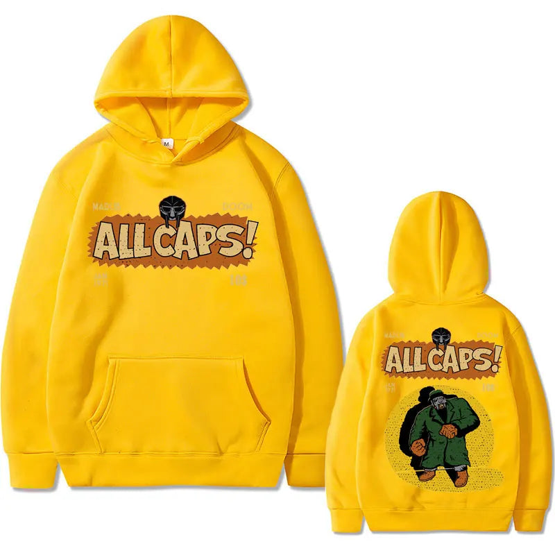 Madlib Doom Print Hoodies Pullover MF Doom Amazing Sweatshirt Men's Fleece Streetwear